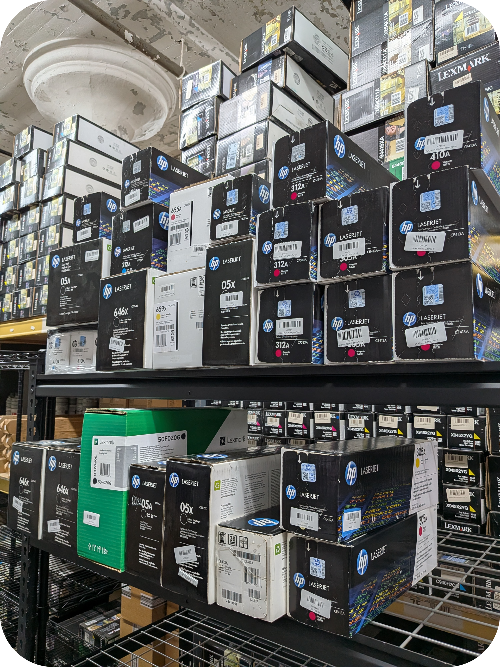 Expired toner inventory in office storage