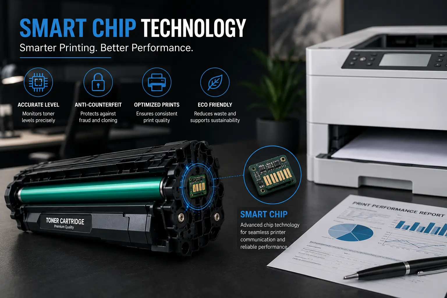 Smart chip inside toner cartridge