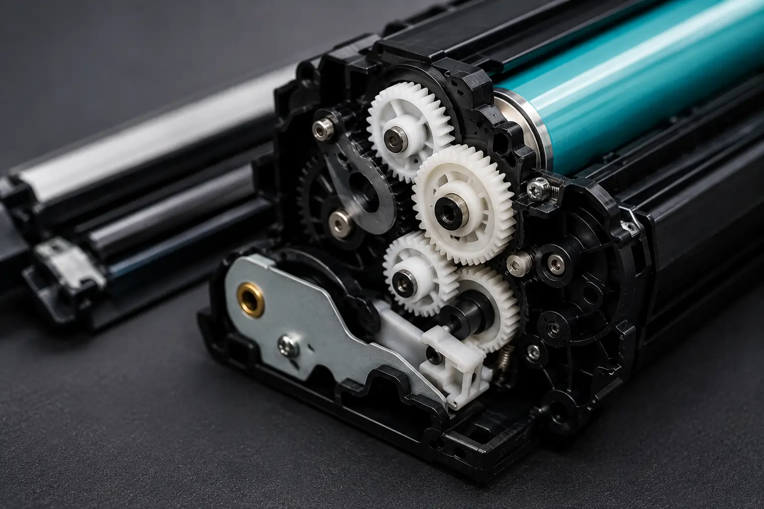 Internal toner cartridge gears and components