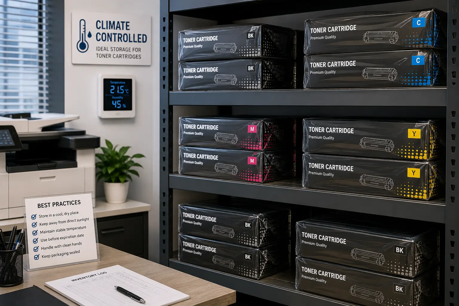 Proper toner cartridge storage in office environment