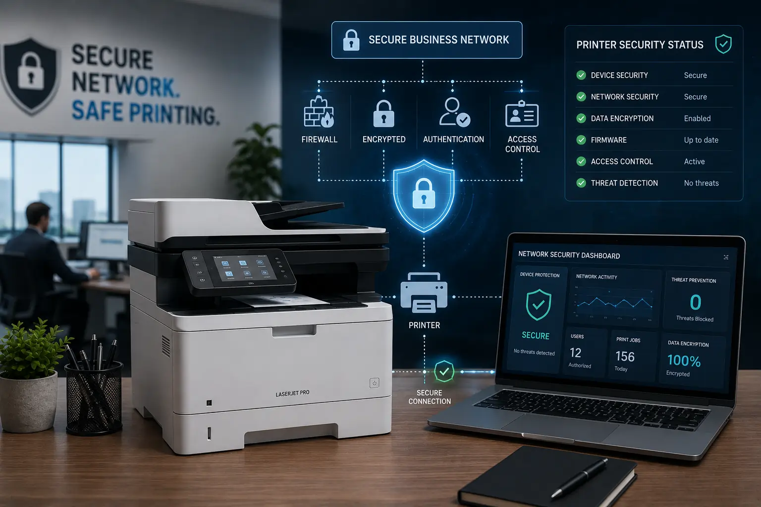 Toner printer cybersecurity protection