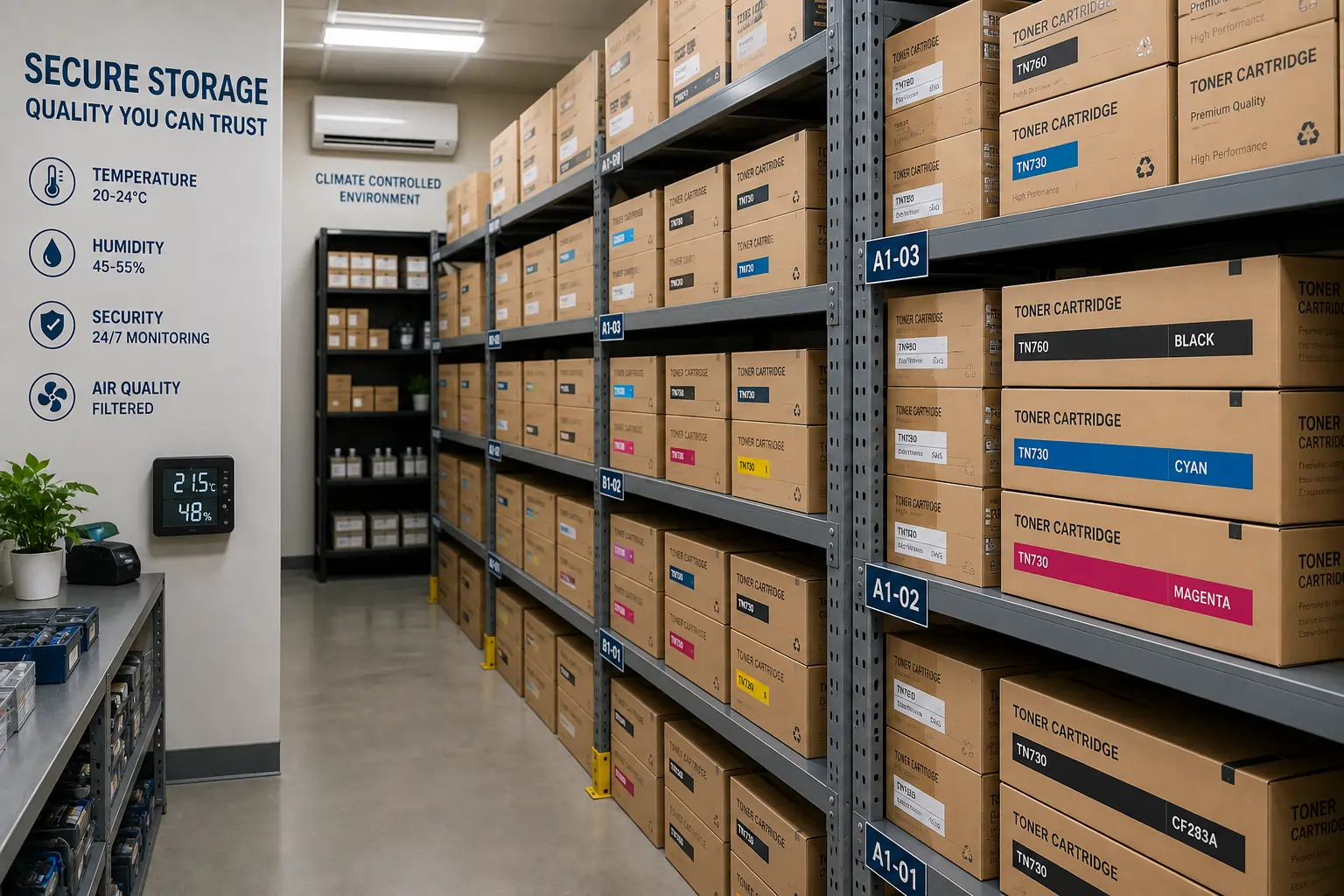 Protecting toner cartridge inventory from damage