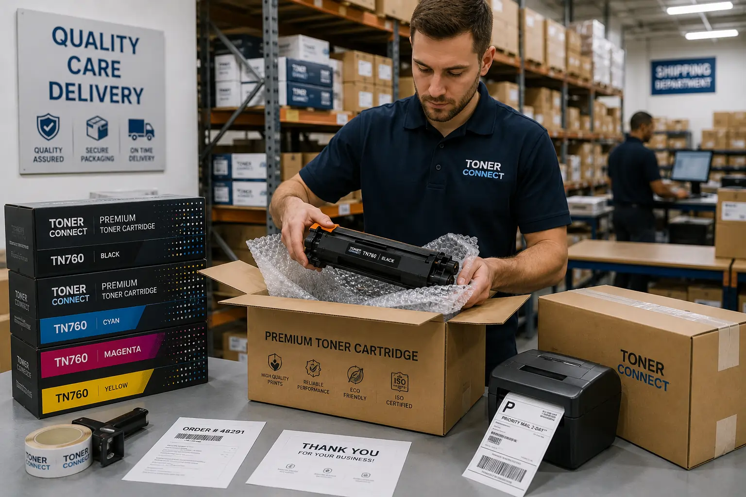 Safe toner cartridge shipping and packaging