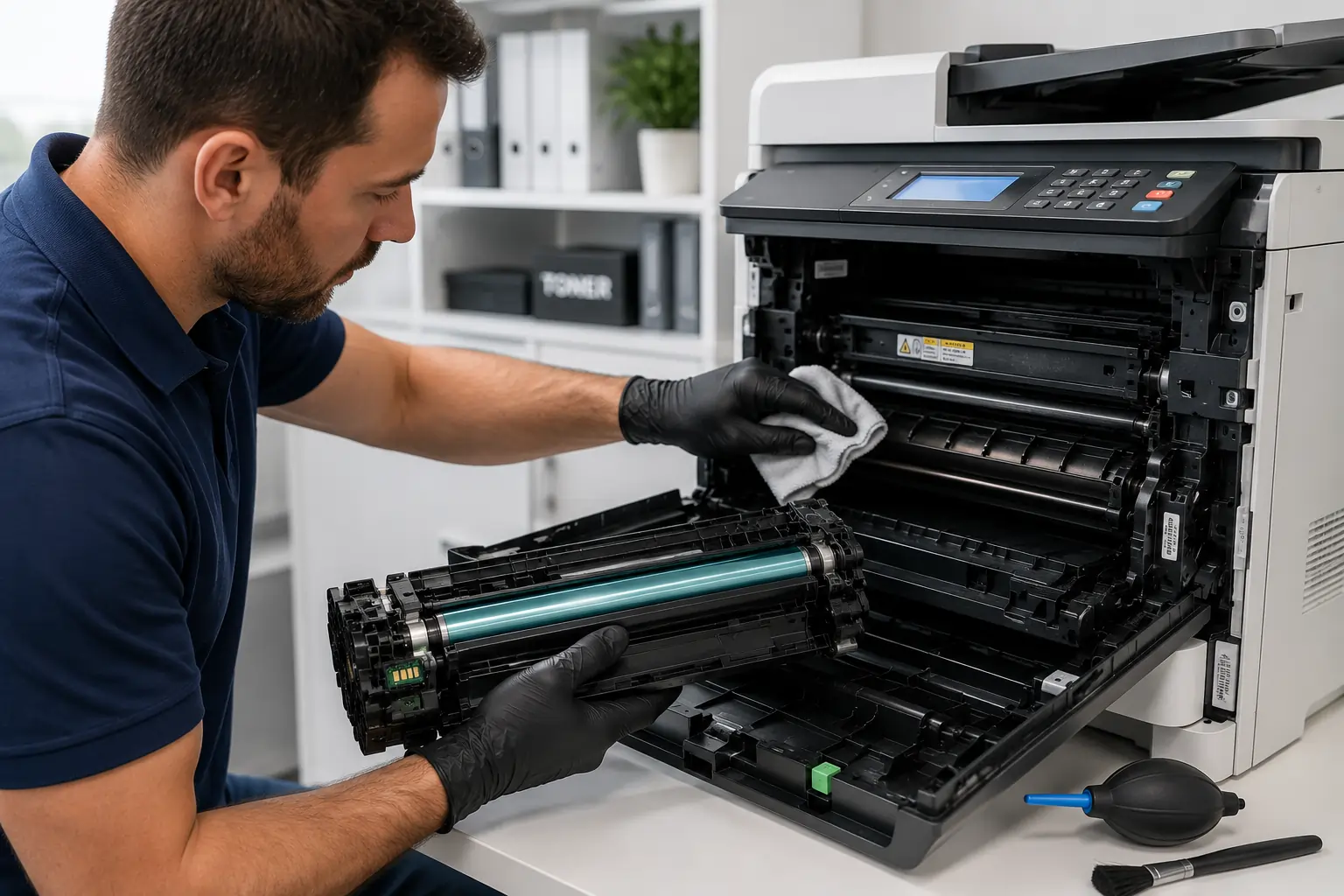Cleaning printer for improved toner cartridge performance