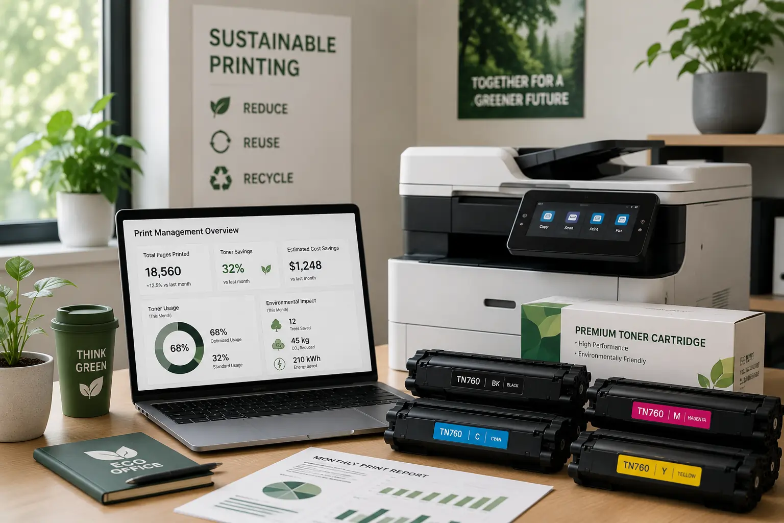 Sustainable toner optimizer office printing