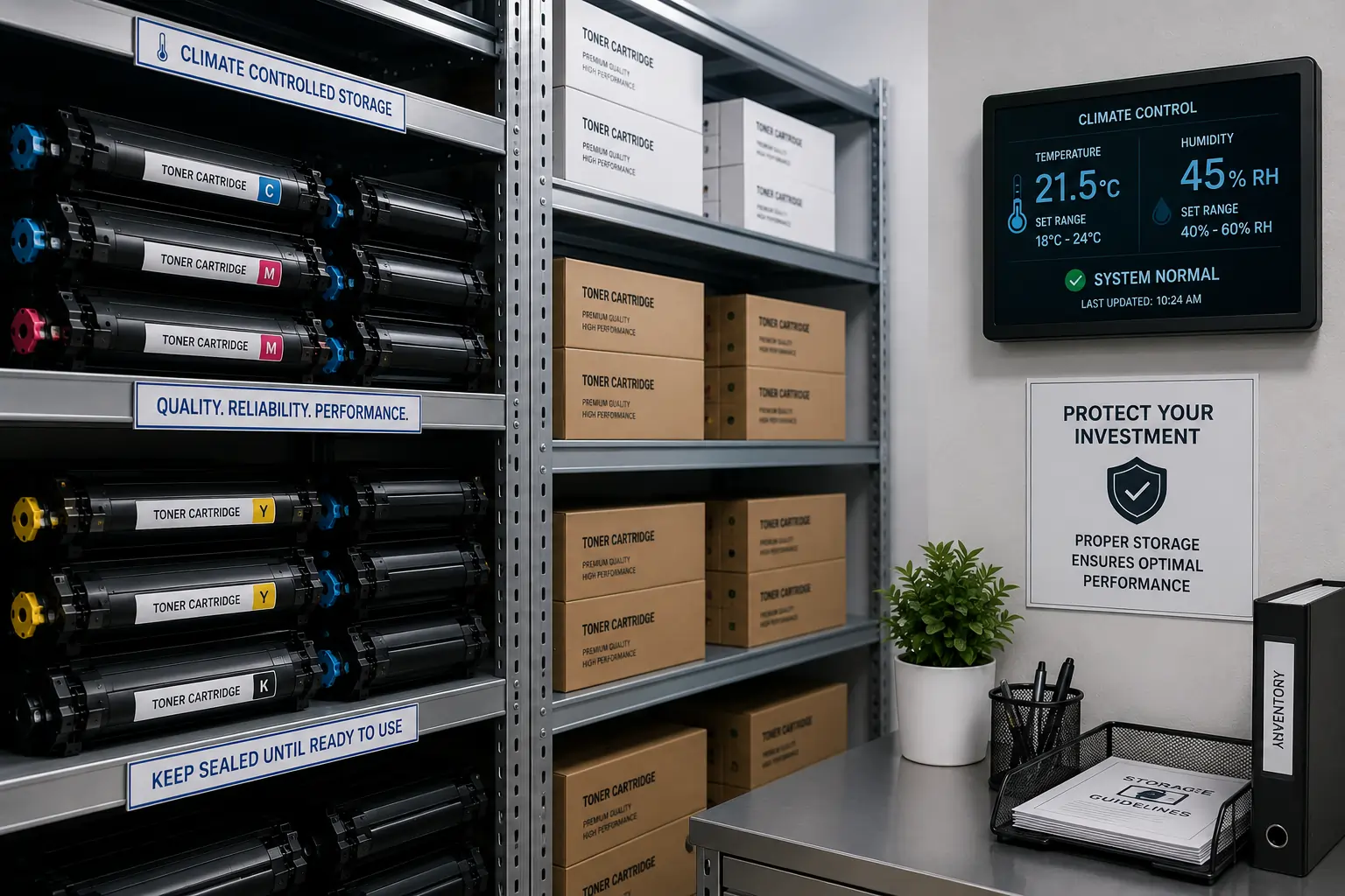 limate controlled storage for toner cartridges