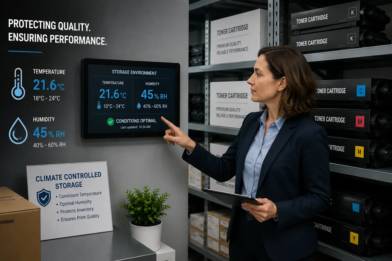 Monitoring toner cartridge storage conditions