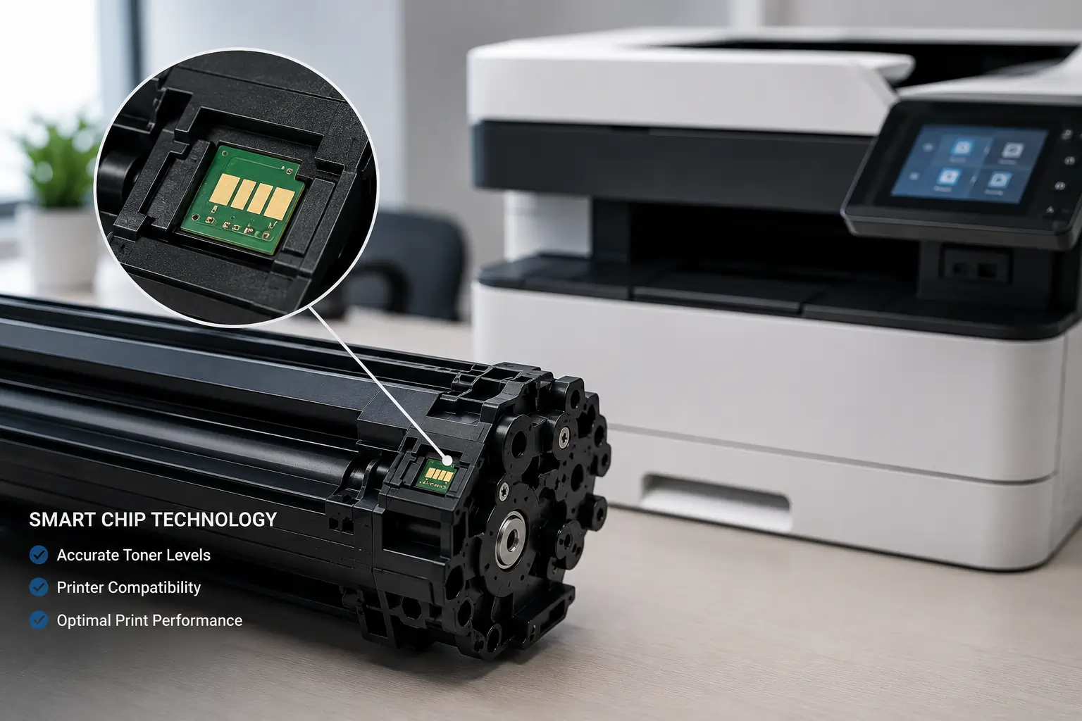 Smart chip technology inside modern toner cartridges
