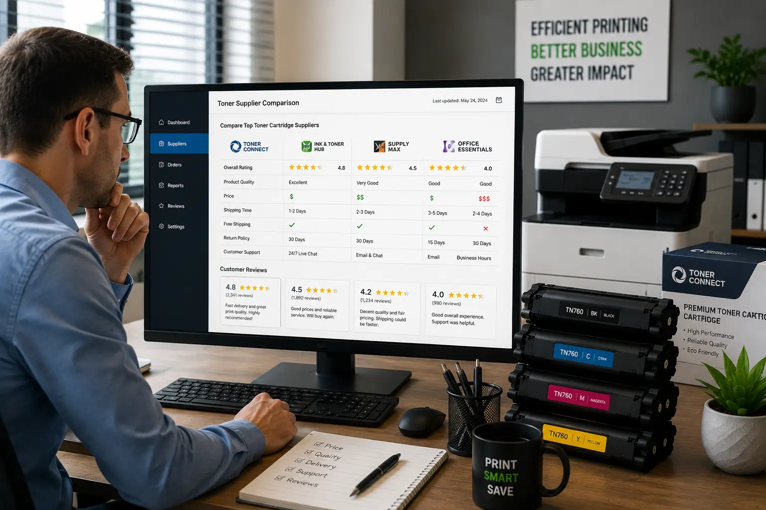 Comparing online toner cartridge suppliers