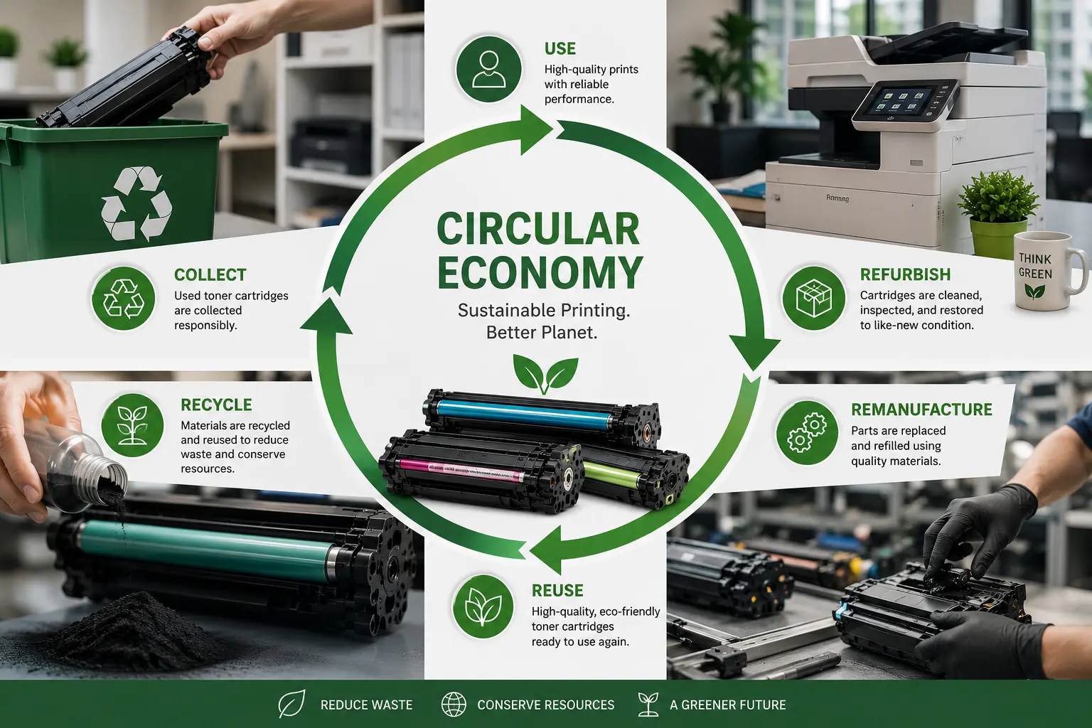 Toner cartridges supporting circular economy practices