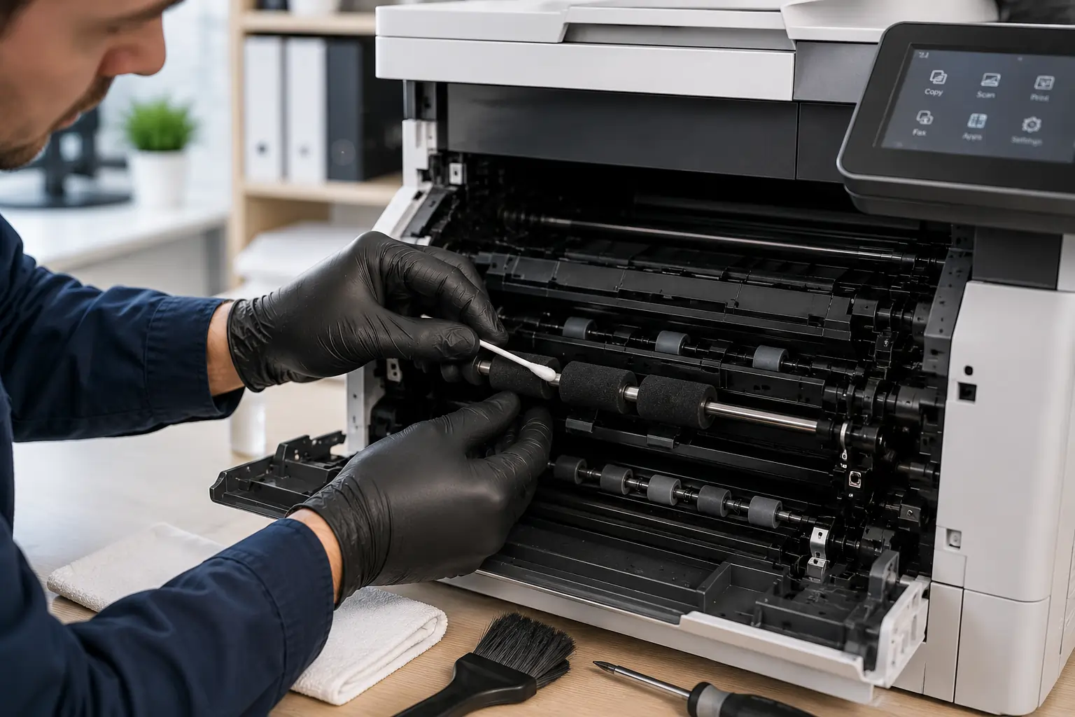 Cleaning laser printer rollers for better print quality