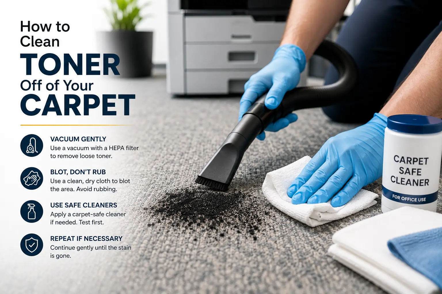 Cleaning toner powder from carpet safely