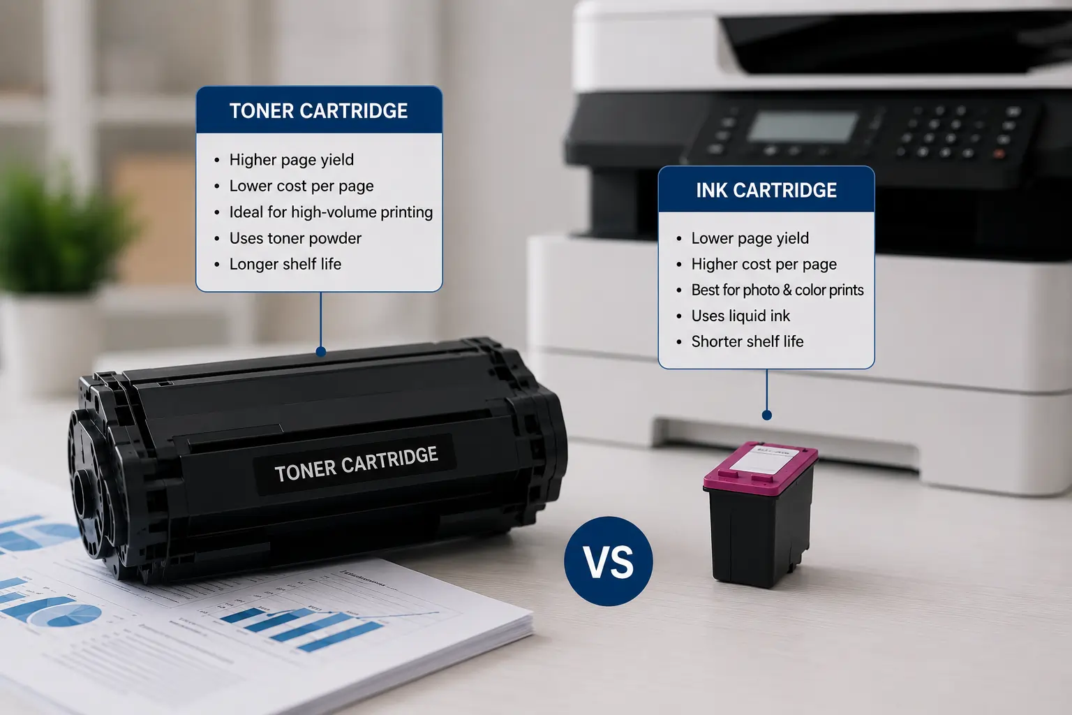 Difference between toner cartridges and ink cartridges