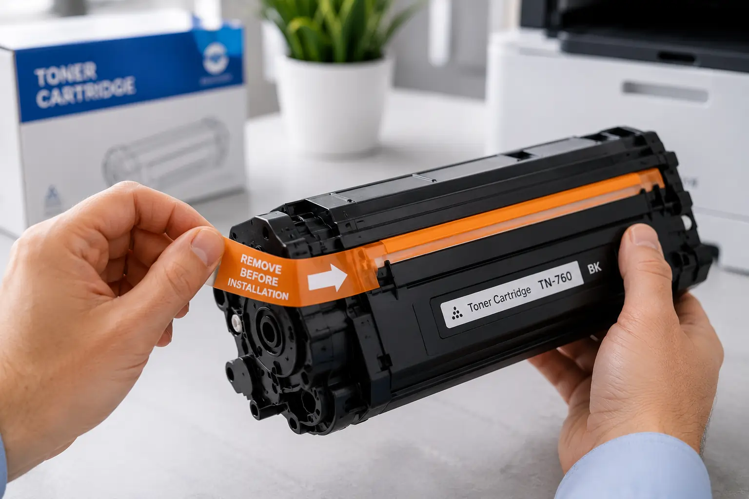 Removing toner cartridge protective seals correctly