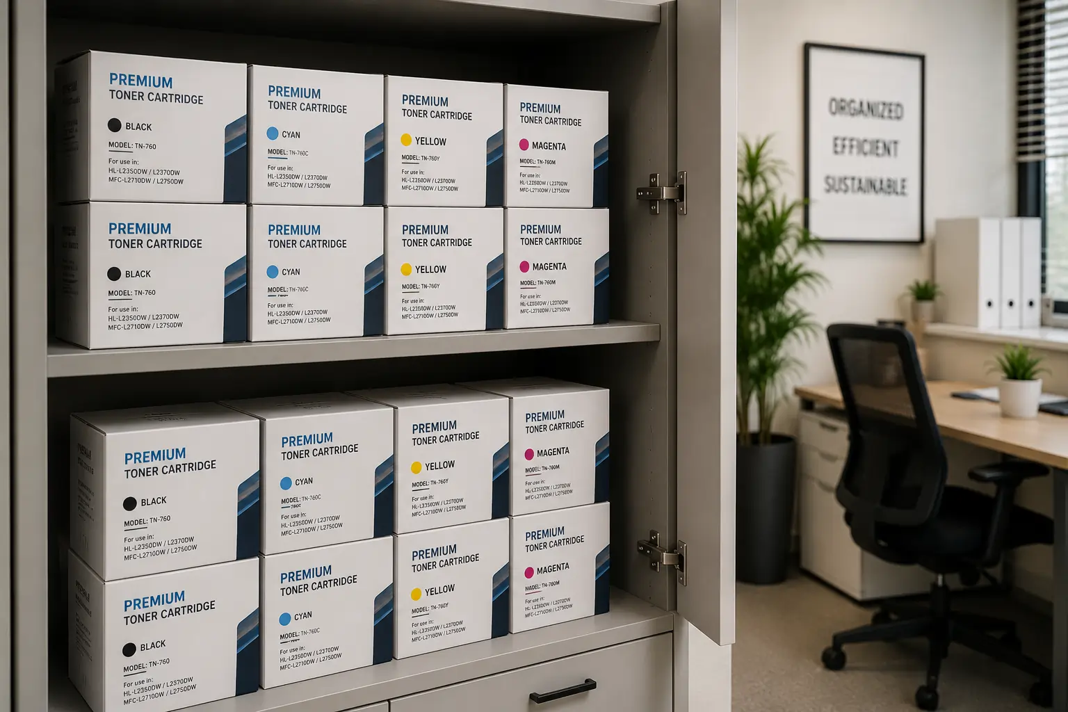 Properly stored unused toner cartridges