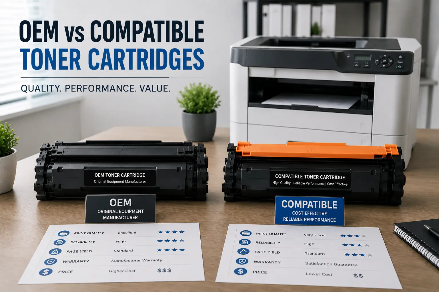 Comparing OEM and compatible toner cartridges