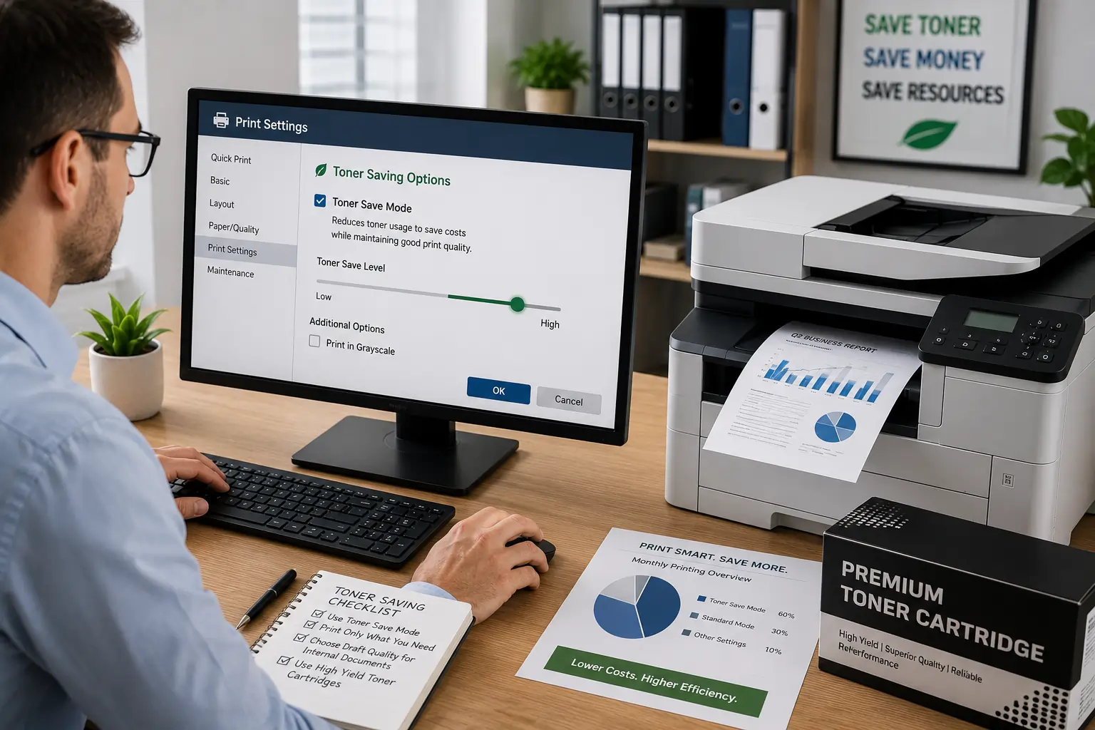 Smart printing habits for toner savings