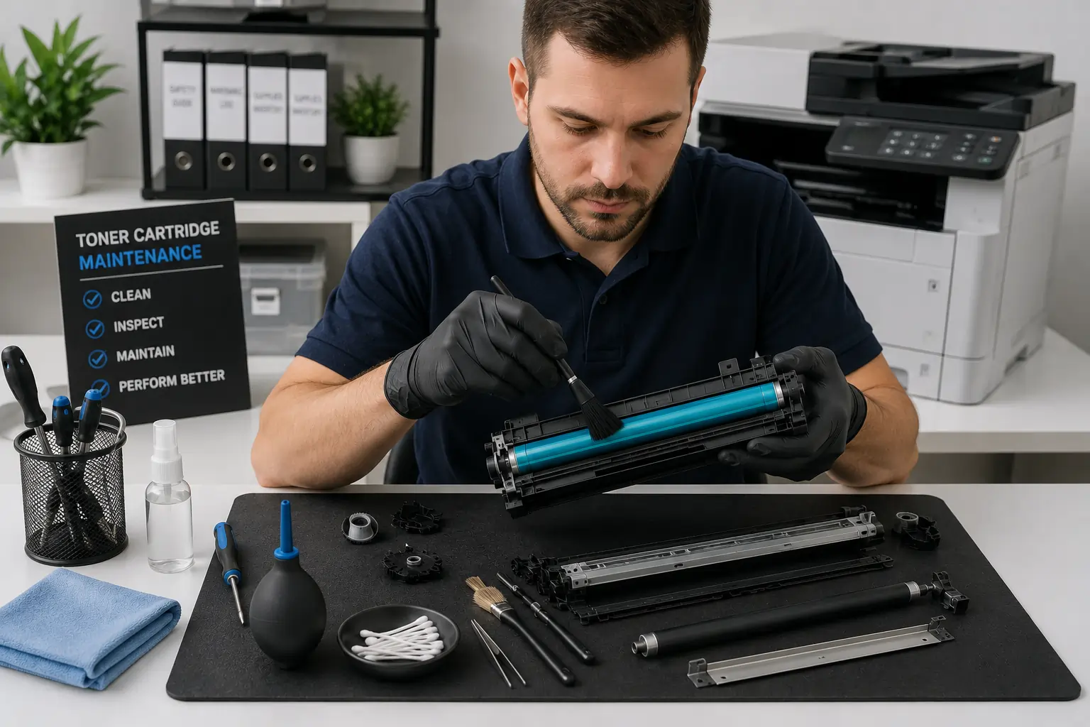 Cleaning toner cartridge before refill