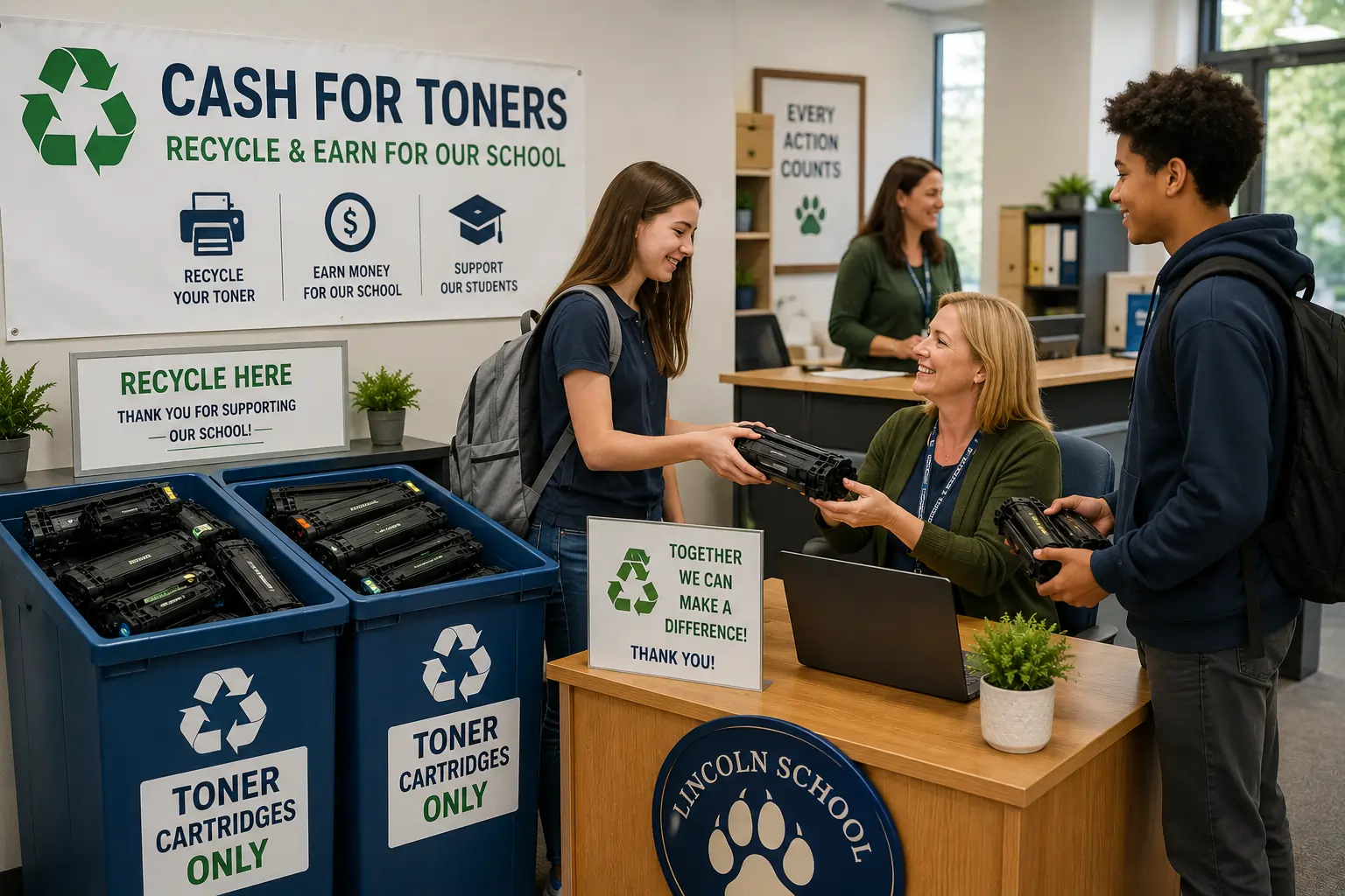 School toner cartridge recycling fundraising program