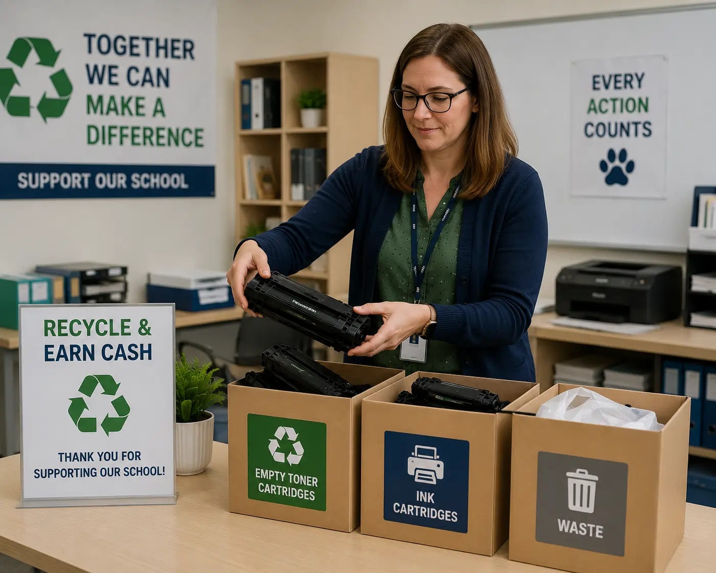 Sorting toner cartridges for cash for toners program