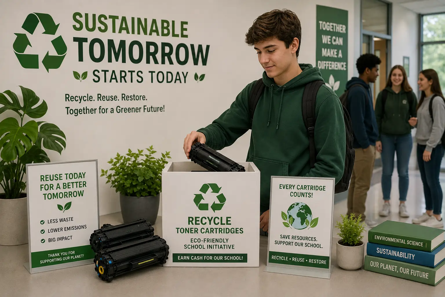 Sustainable toner cartridge recycling for schools