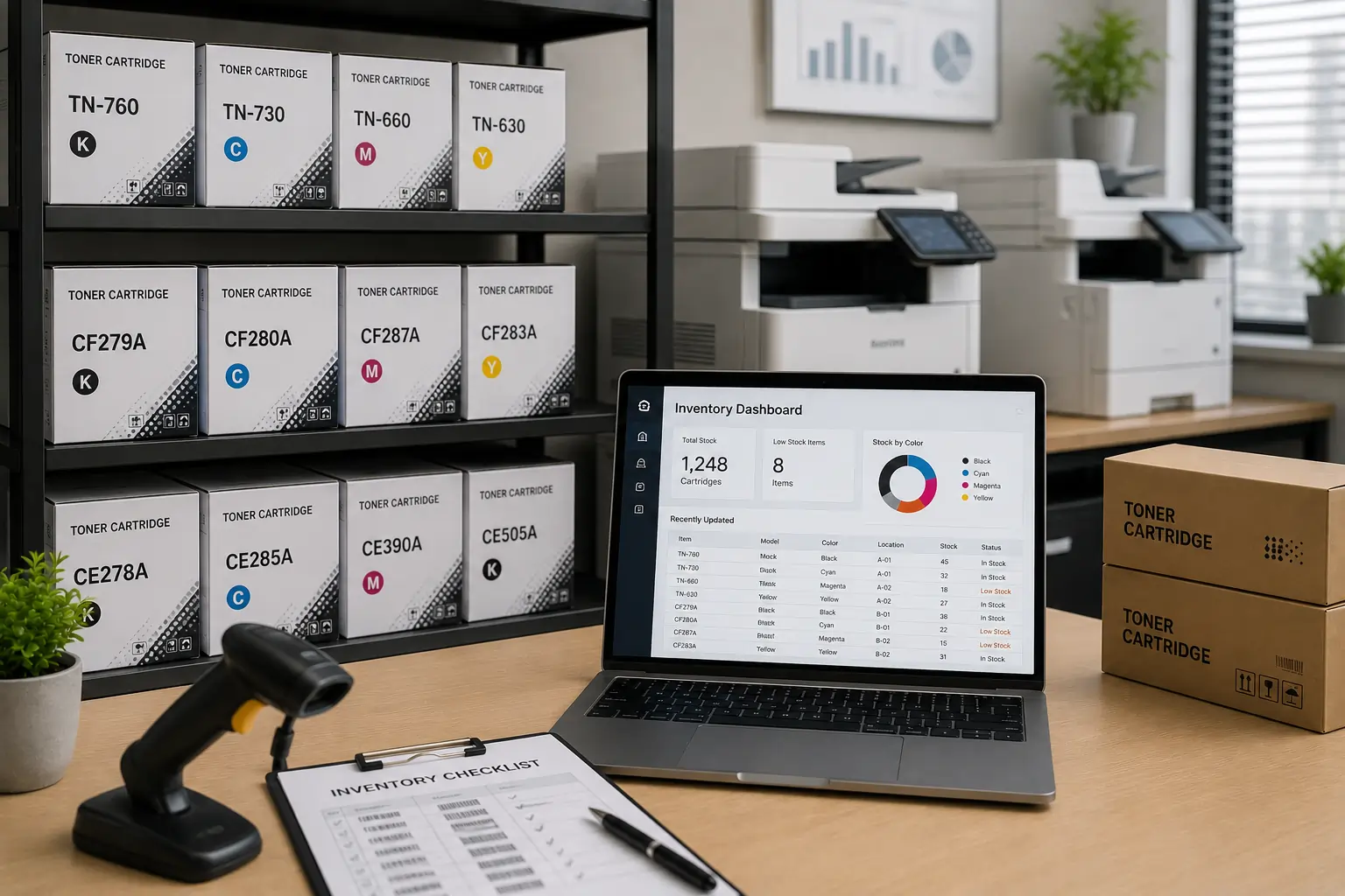 Managing office toner cartridge inventory efficiently