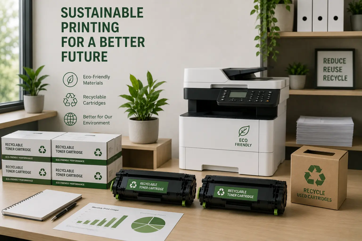 Sustainable business printing with high yield toner cartridges