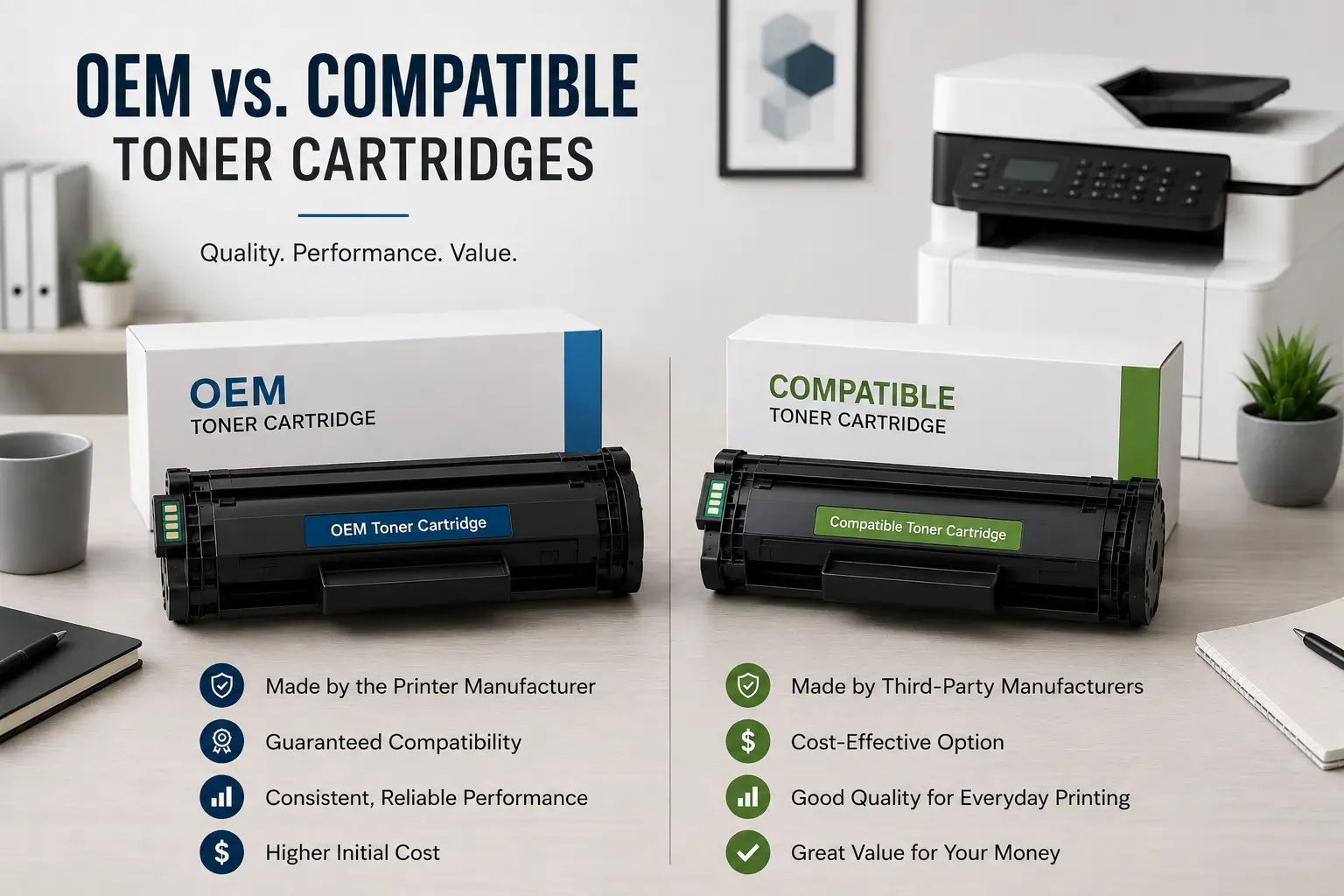 OEM vs compatible toner cartridge pricing comparison