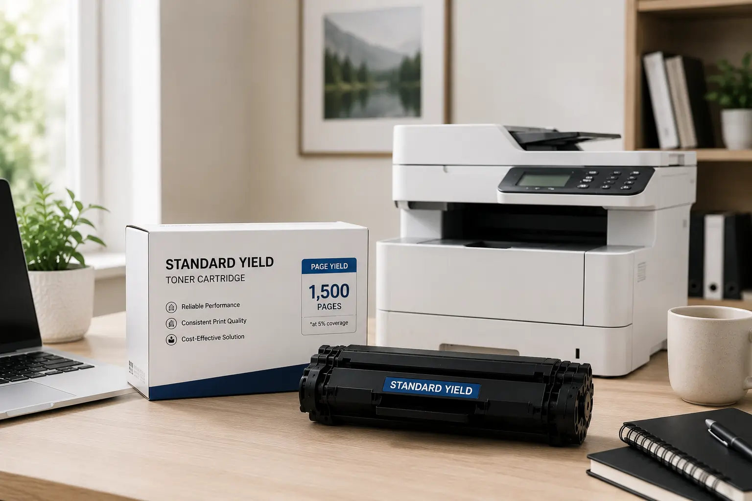 Standard yield toner cartridge for home printing