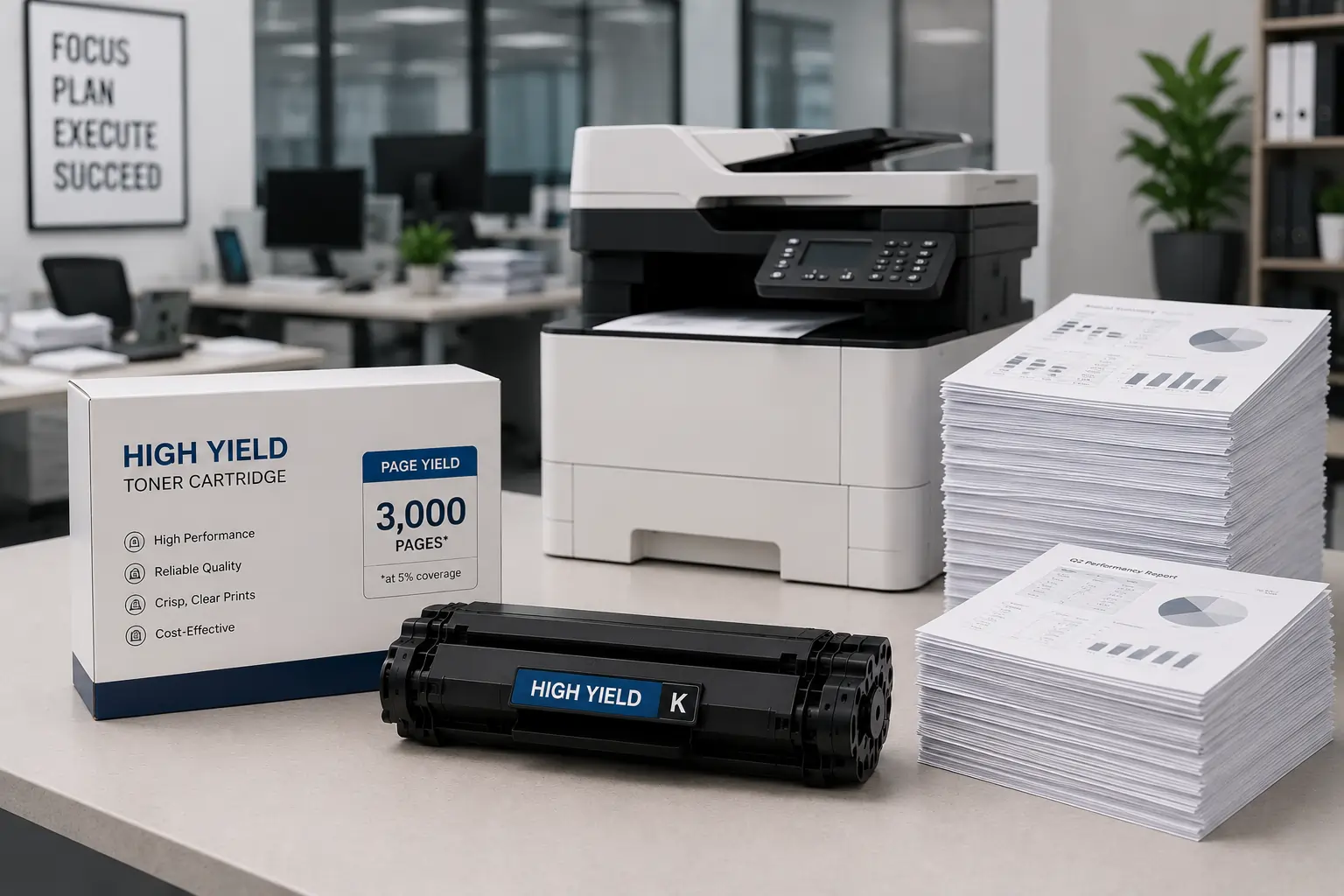 High yield toner cartridges for office printing