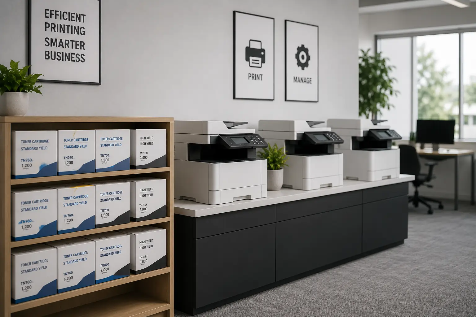 Office printing with high yield toner cartridges