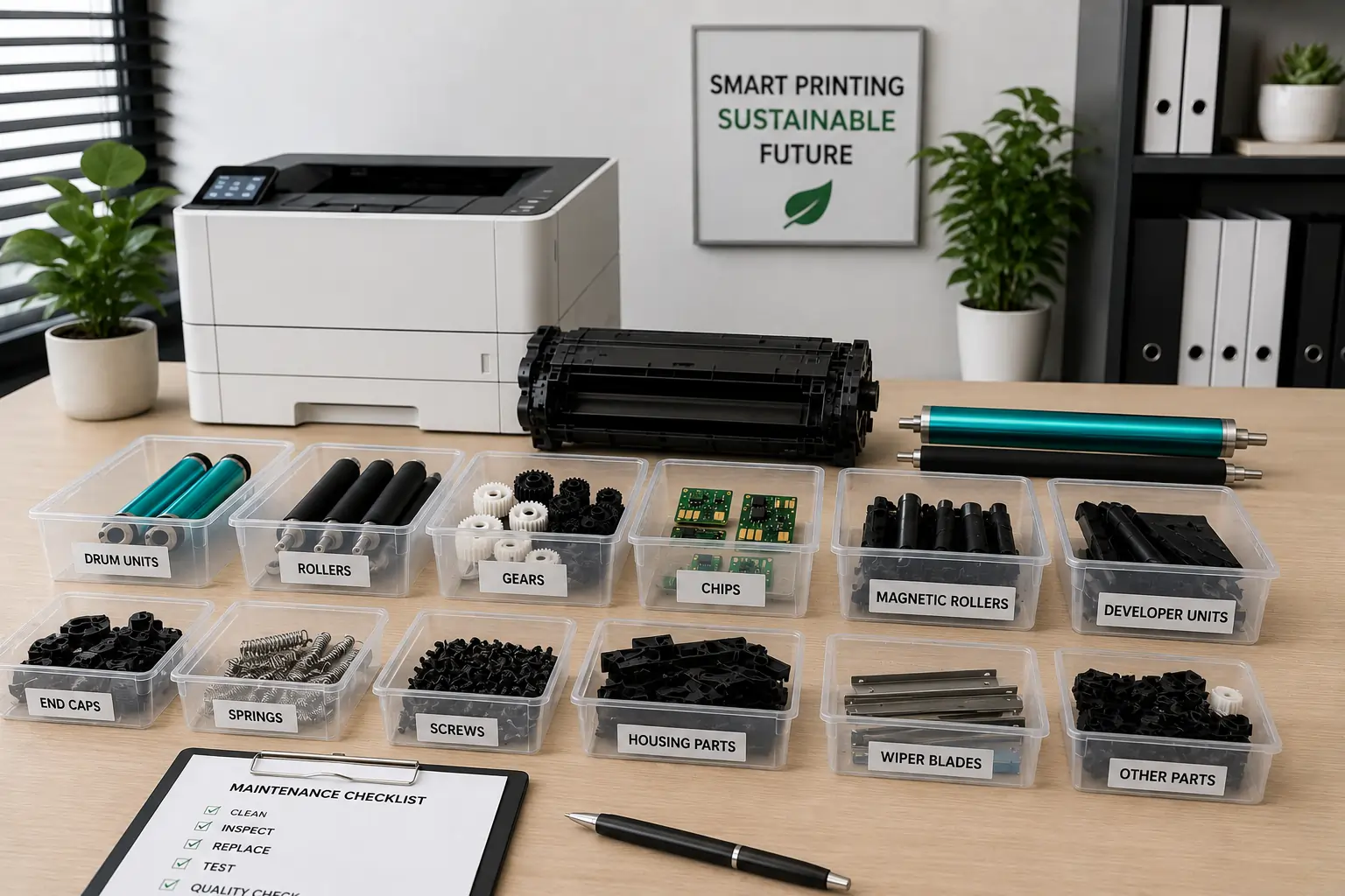 Organizing toner cartridge parts before resale