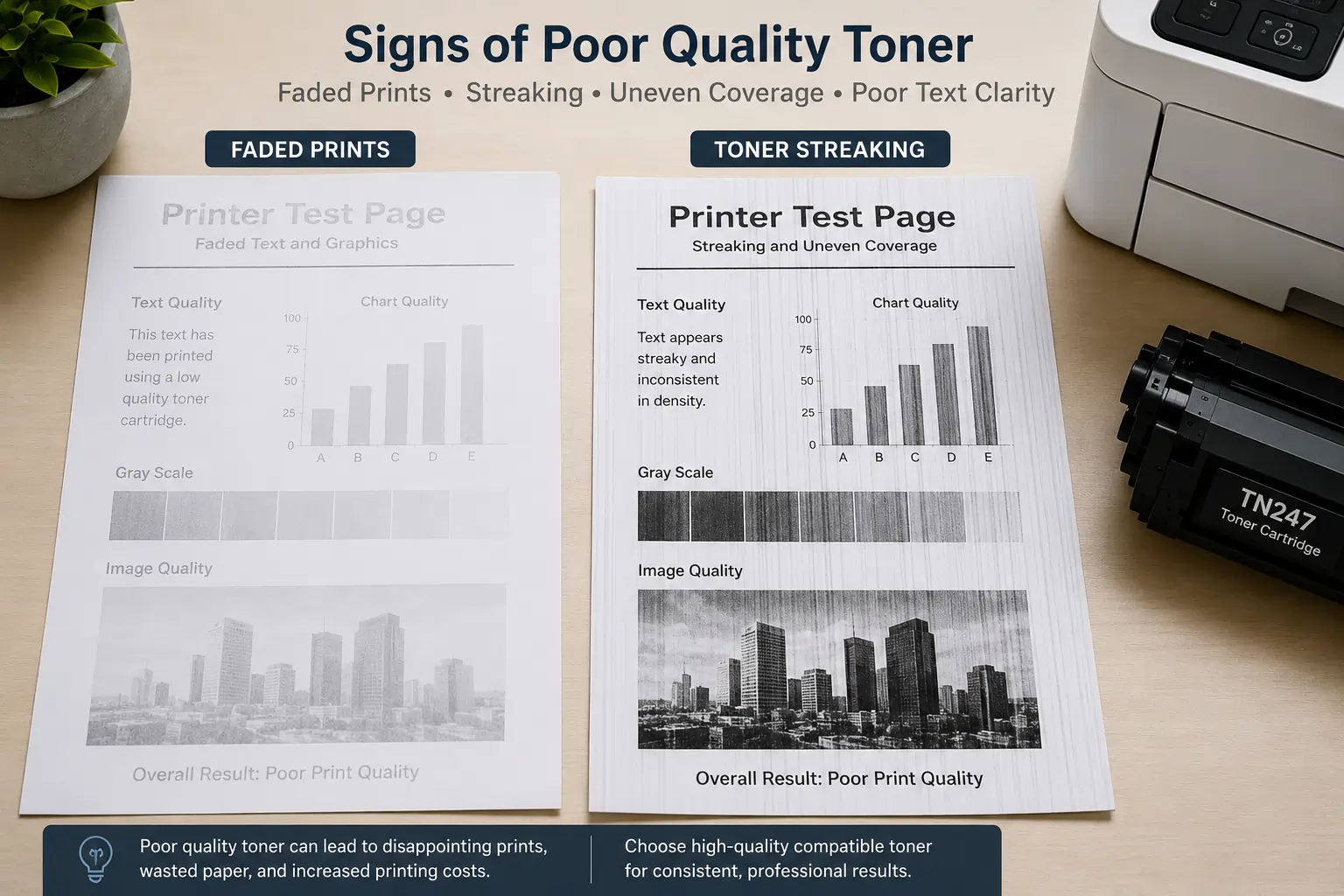 low quality toner cartridge problems for HP printers