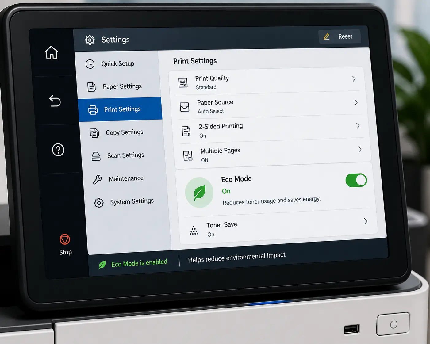 printer eco mode saving toner