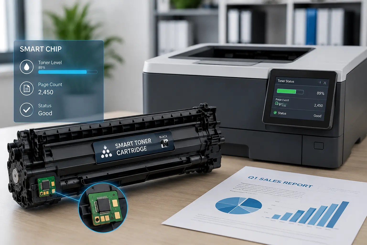 Smart toner cartridge chip technology