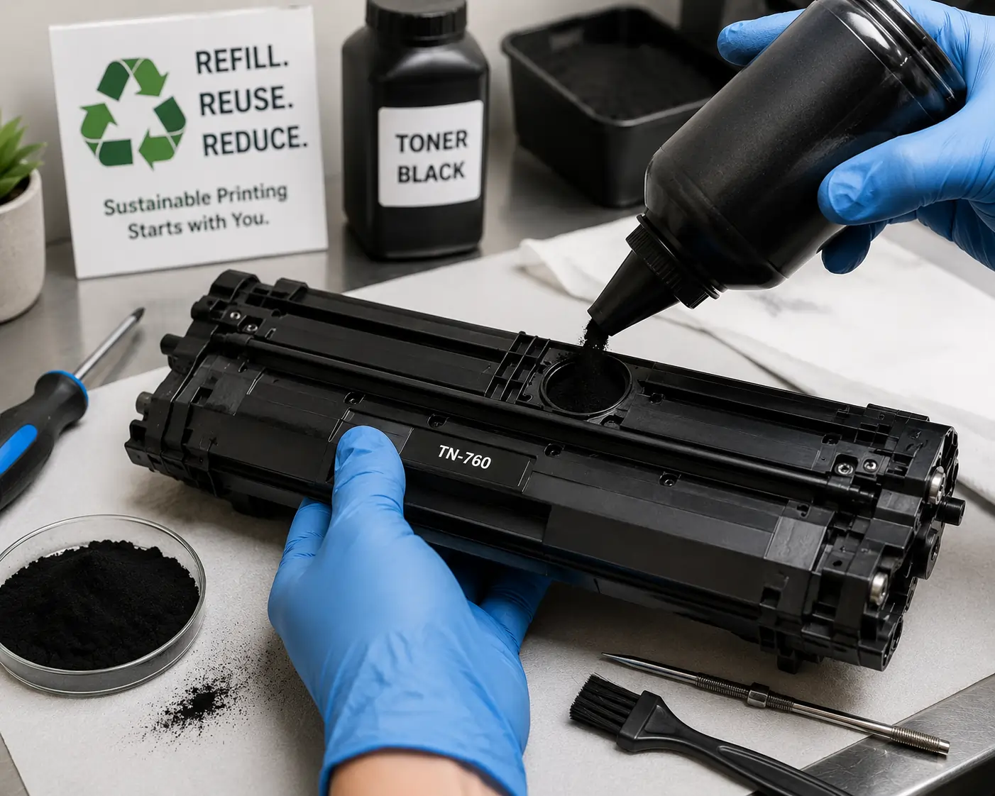 DIY toner cartridge refilling process for laser printers