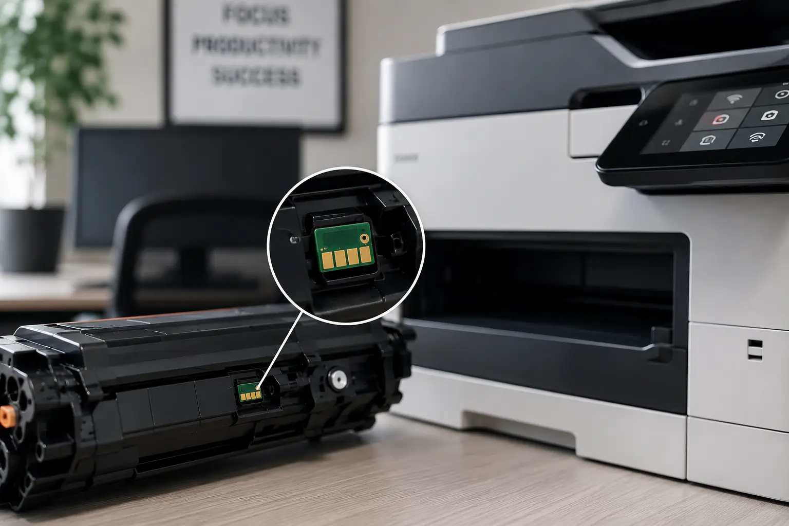 Toner cartridge chip technology in modern laser printer