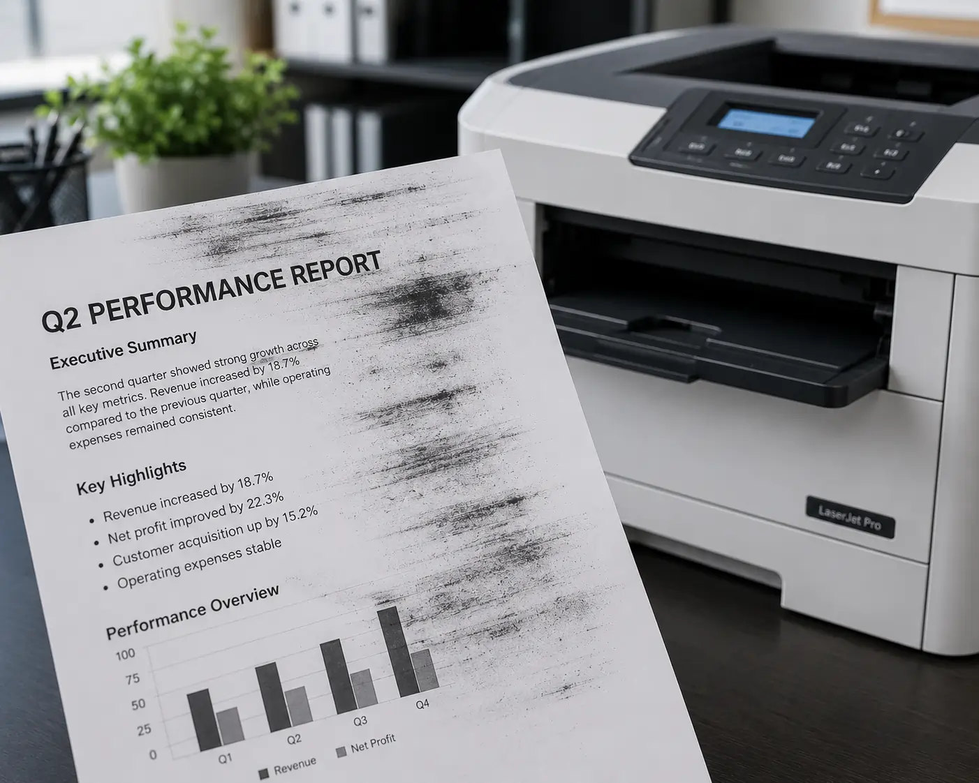 Toner cartridge smearing causing poor print quality
