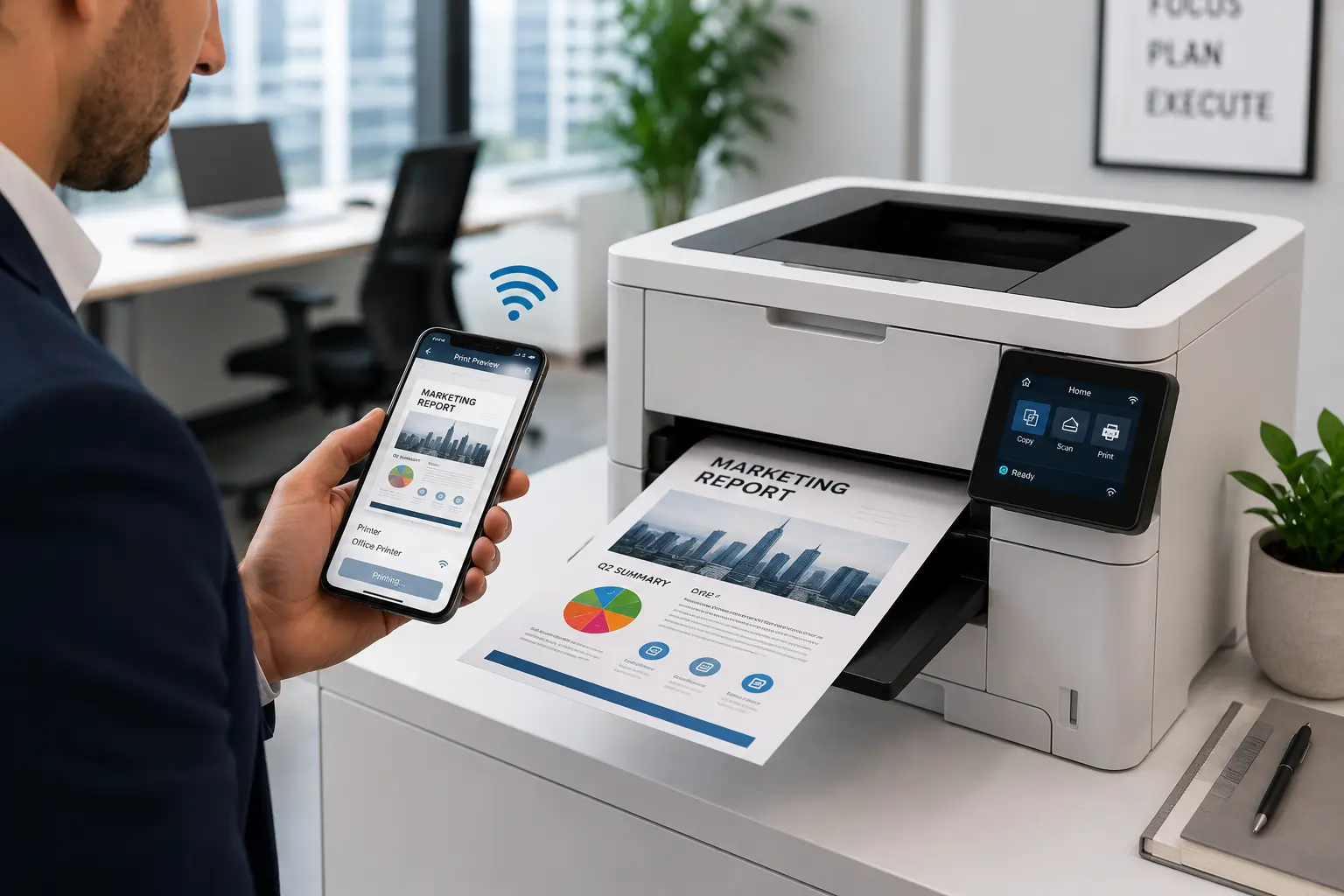 Wireless printing supported by modern toner cartridge technology