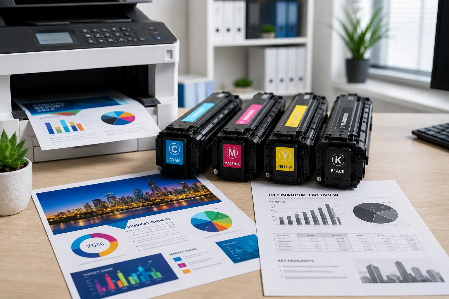 Color and black toner cartridges for laser printing