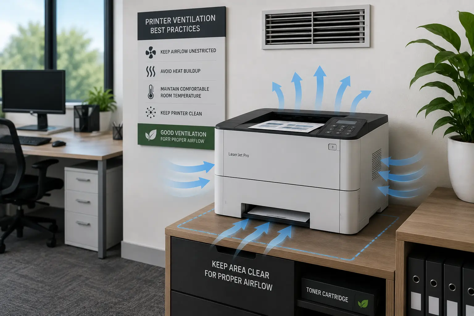 Proper ventilation improving toner cartridge performance