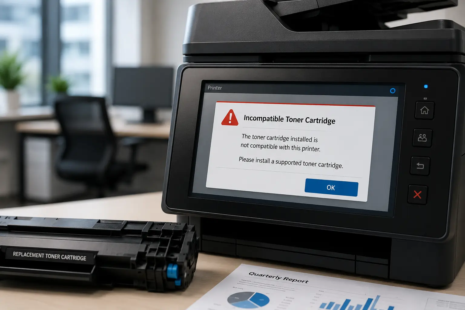 Wrong toner cartridge causing printer error