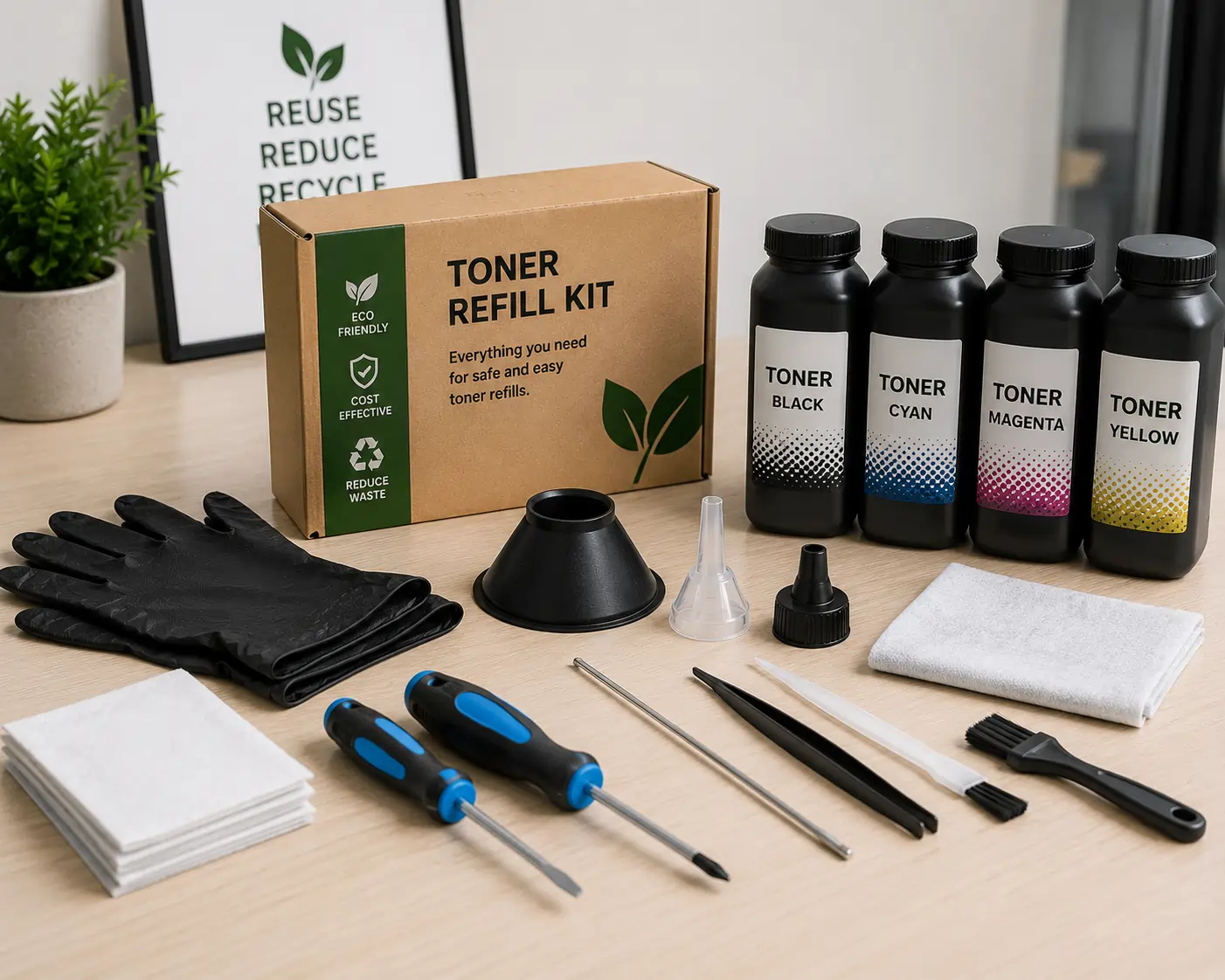 toner refill supplies and tools for cartridge maintenance