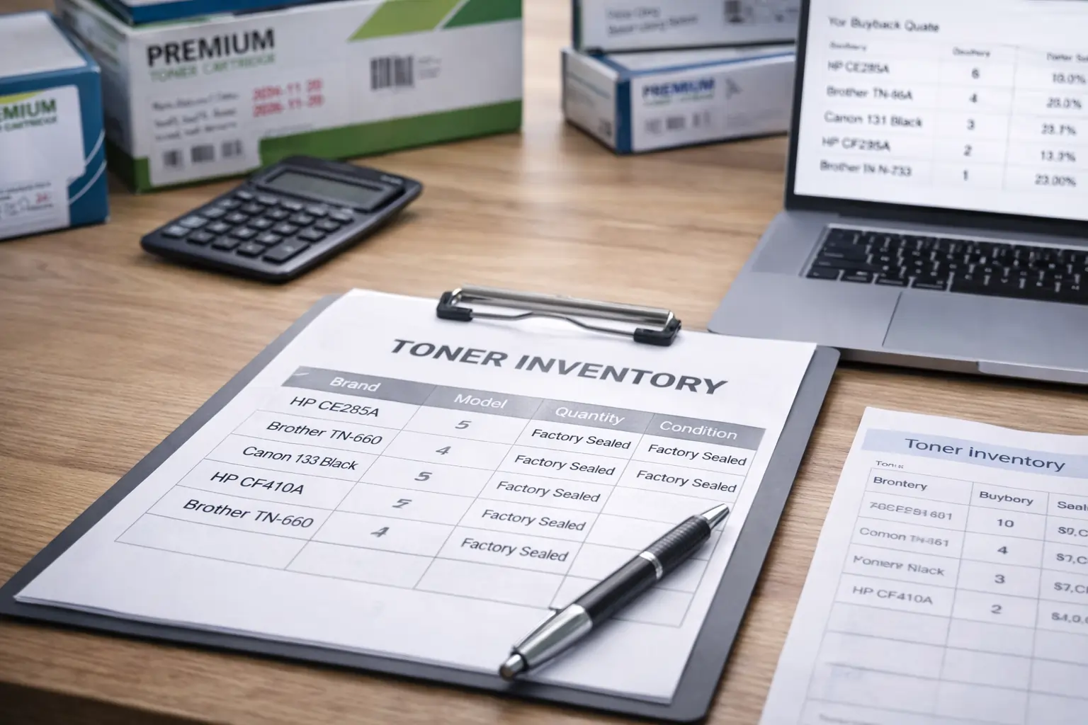 toner inventory spreadsheet for resale evaluation