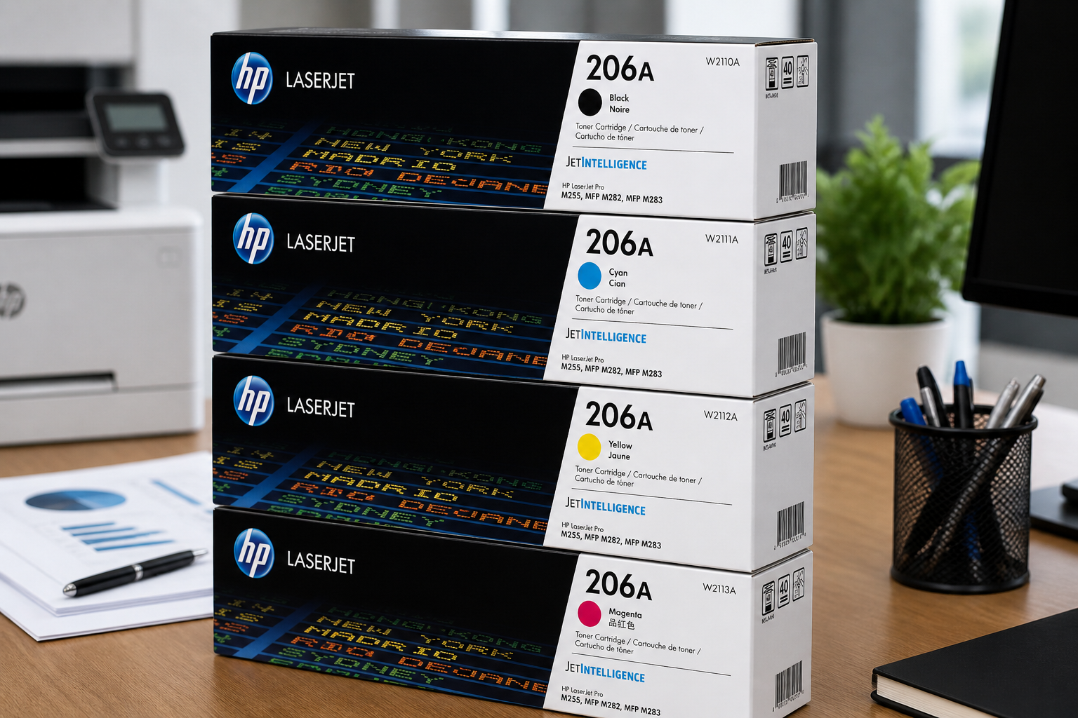 OEM toner cartridges ready for buy-back and recycling