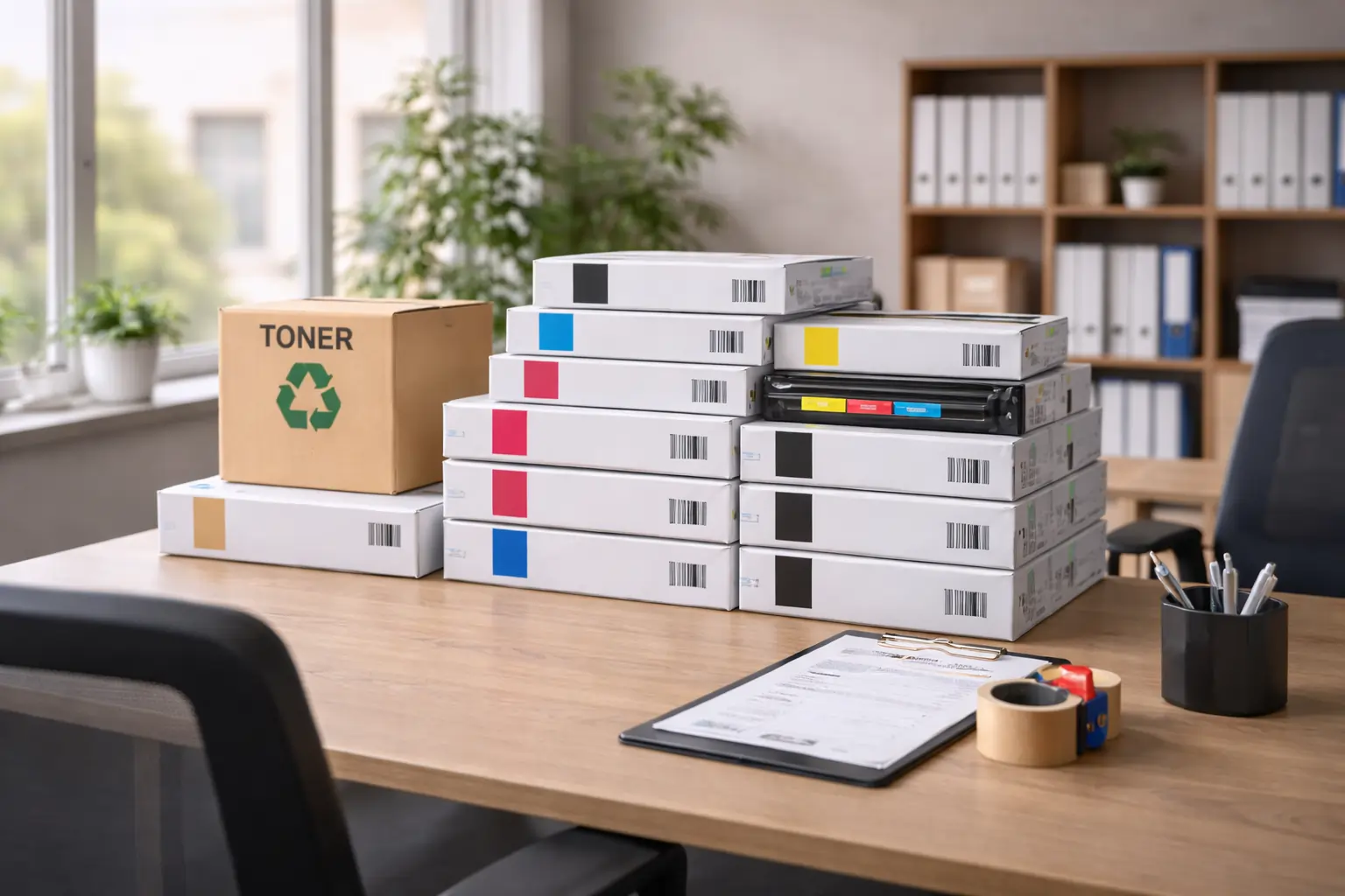 surplus toner cartridges ready for pickup service