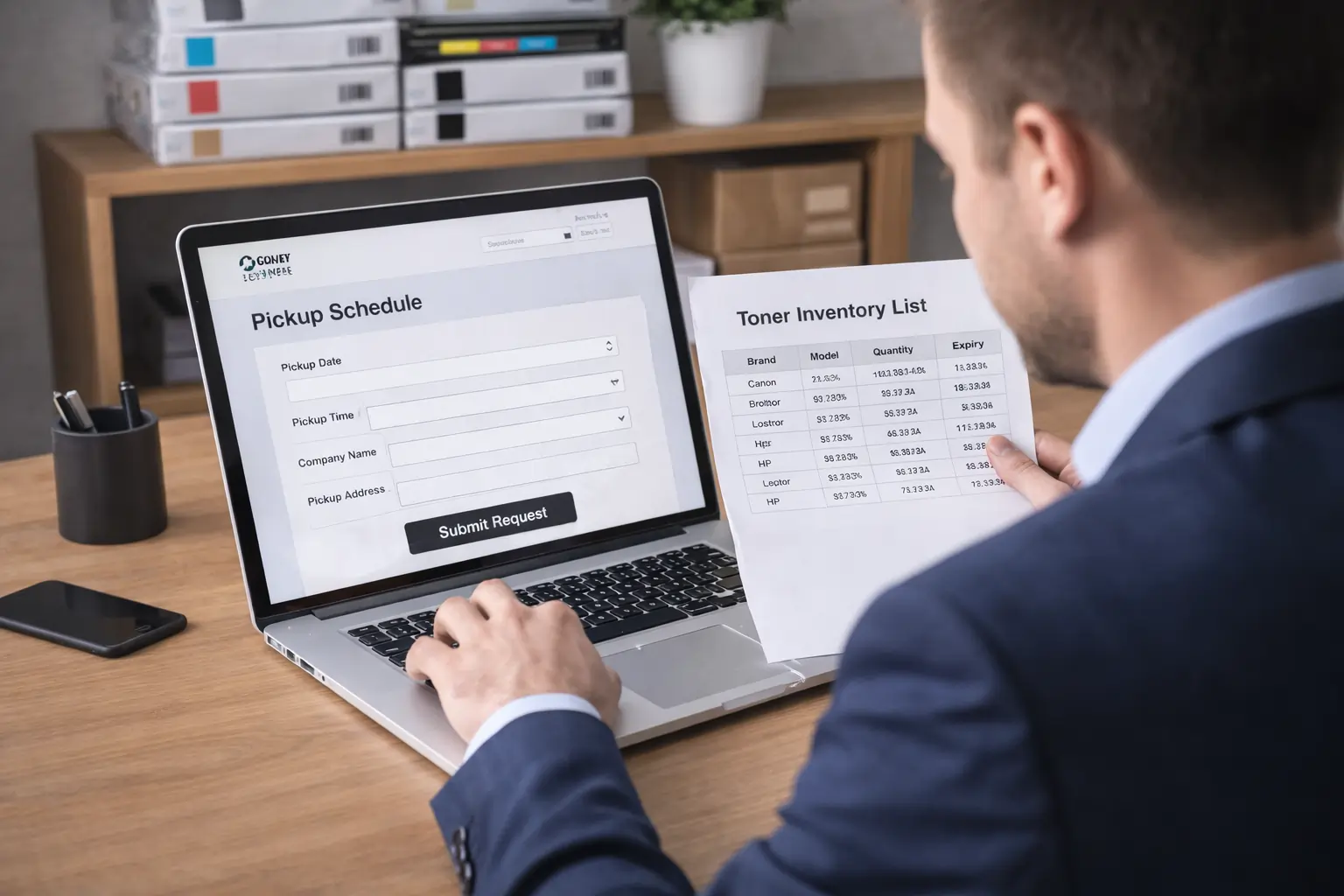 scheduling surplus toner pickup service online