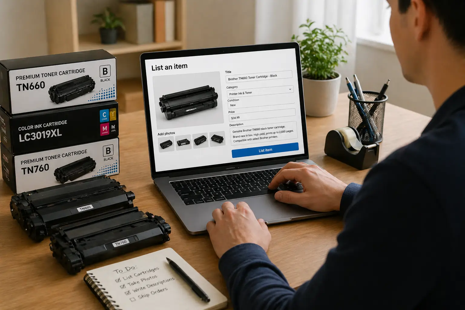 selling printer cartridges online marketplace side hustle