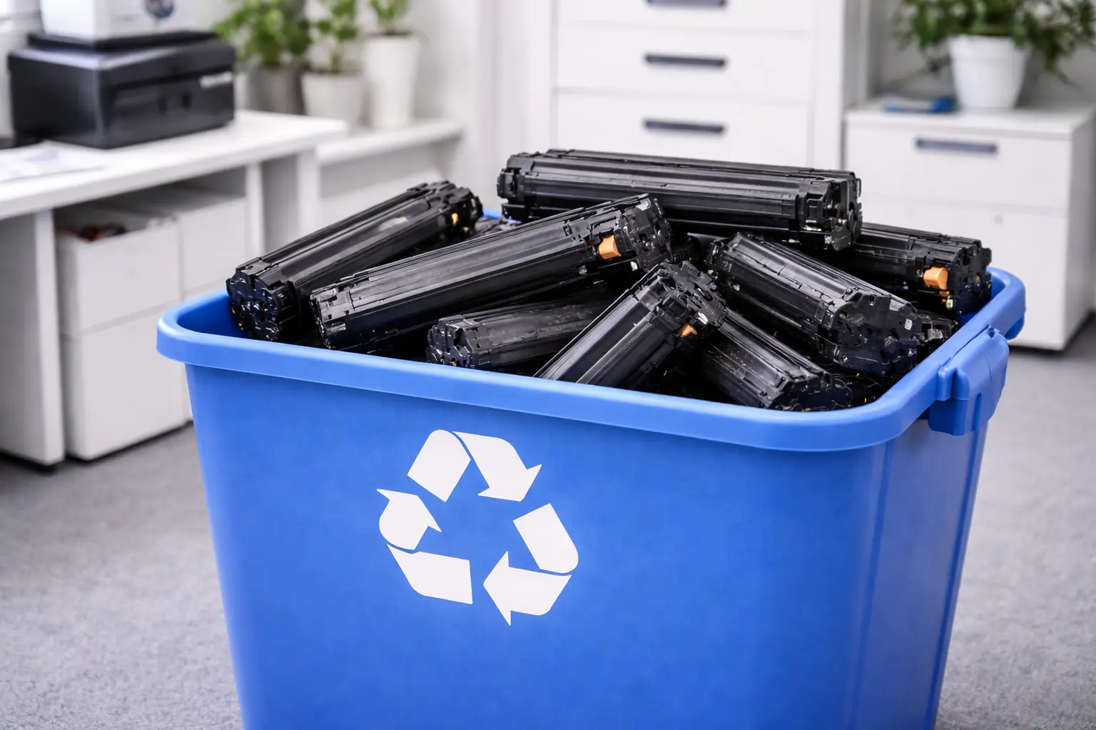  used toner cartridges collected for recycling

