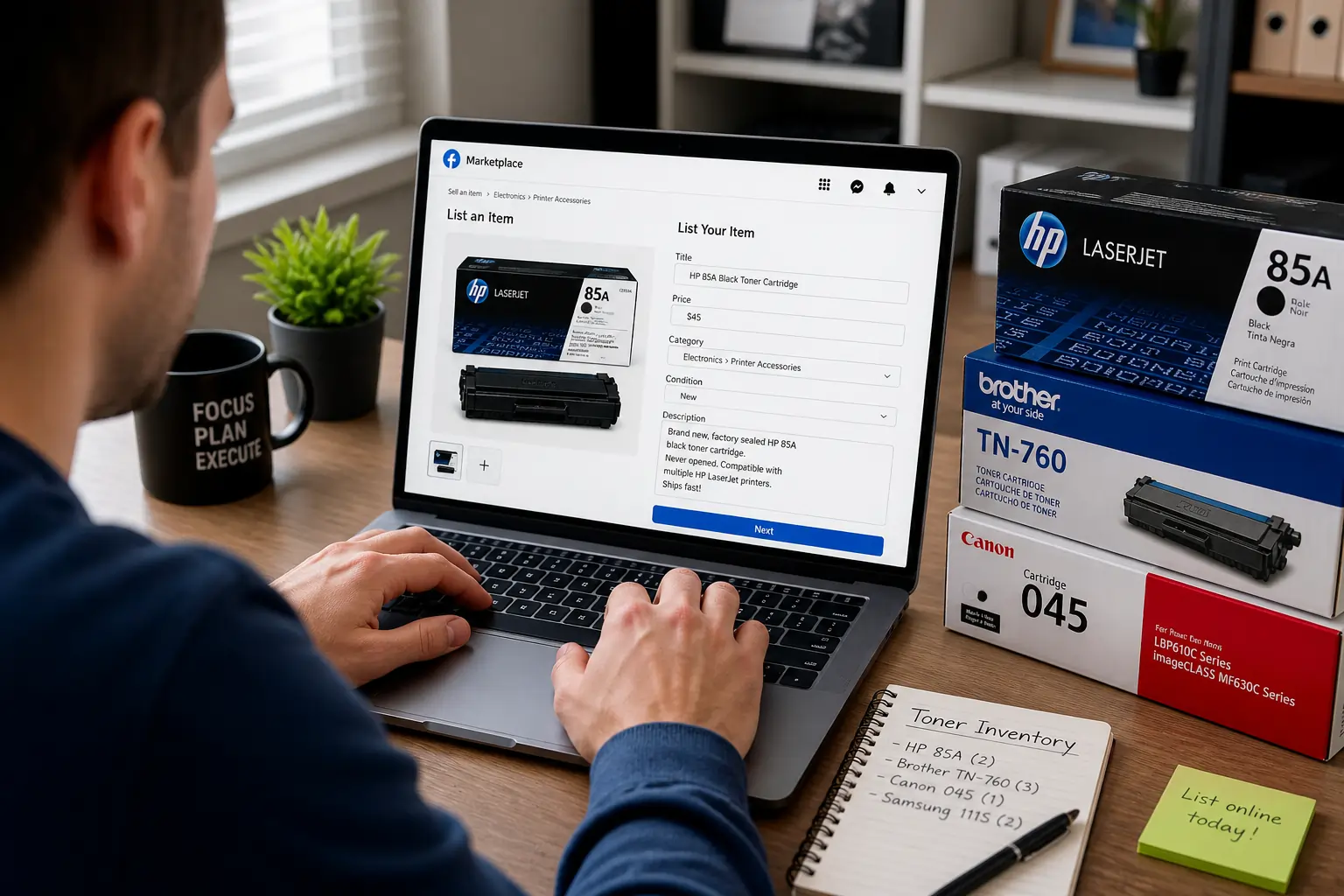 selling toner cartridges online marketplace listing process